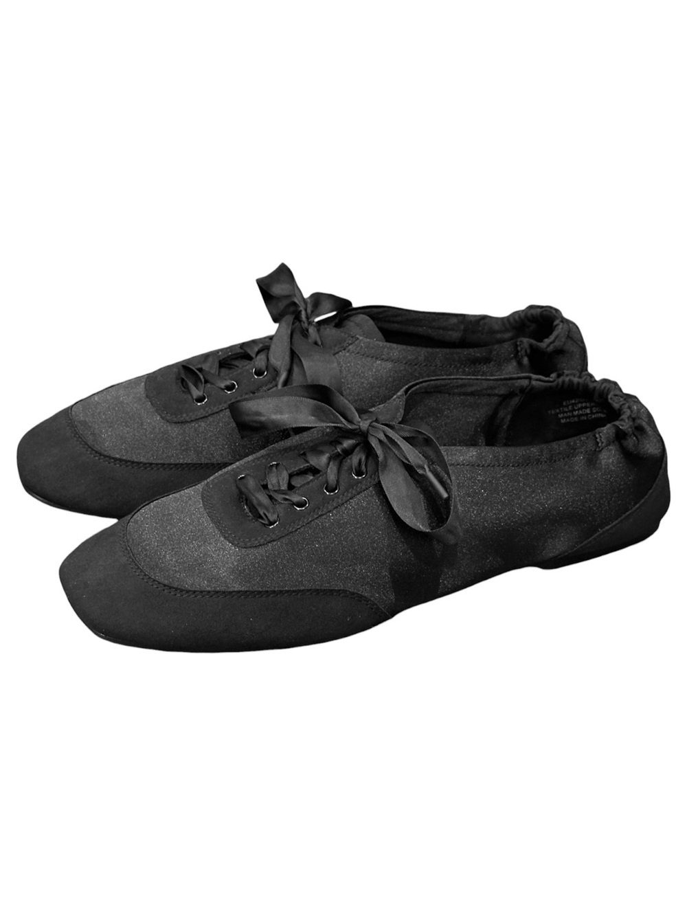 VIVAIA Cristina Square Toe Satin Suede Sneakerina Flats Black Women 42EU/10.5US